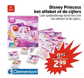 Aanbiedingen Disney princess het alfabet of de cijfers - Clementoni - Geldig van 27/06/2017 tot 02/07/2017 bij Trekpleister