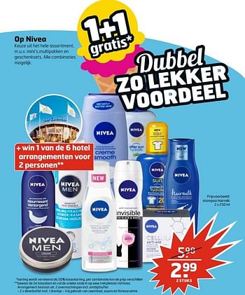 Aanbiedingen Nivea shampoo hairmilk - Nivea - Geldig van 27/06/2017 tot 02/07/2017 bij Trekpleister