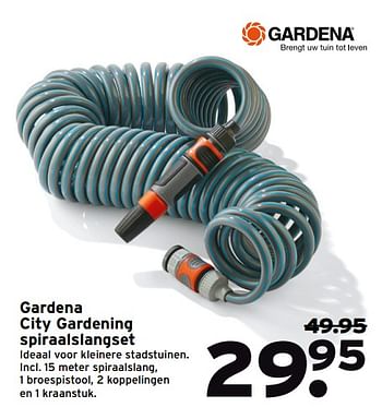 Aanbiedingen Gardena city gardening spiraalslangset - Gardena - Geldig van 26/06/2017 tot 02/07/2017 bij Gamma