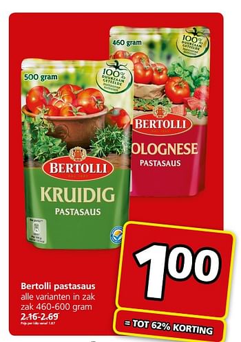 Aanbiedingen Bertolli pastasaus - Bertolli - Geldig van 26/06/2017 tot 02/07/2017 bij Jan Linders