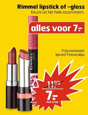 Aanbiedingen Rimmel lipstick provocalips - Rimmel - Geldig van 27/06/2017 tot 02/07/2017 bij Trekpleister