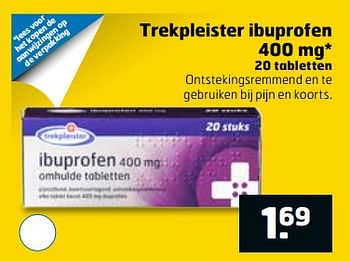 Aanbiedingen Trekpleister ibuprofen 400 mg - Huismerk - Trekpleister - Geldig van 27/06/2017 tot 02/07/2017 bij Trekpleister