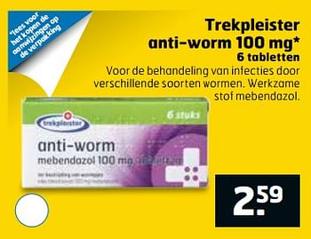 Aanbiedingen Trekpleister anti-worm 100 mg - Huismerk - Trekpleister - Geldig van 27/06/2017 tot 02/07/2017 bij Trekpleister