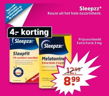 Aanbiedingen Sleepzz extra forte 3 mg - Sleepzz - Geldig van 27/06/2017 tot 02/07/2017 bij Trekpleister