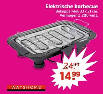 Aanbiedingen Watshome elektrische barbecue - Watshome - Geldig van 27/06/2017 tot 02/07/2017 bij Trekpleister