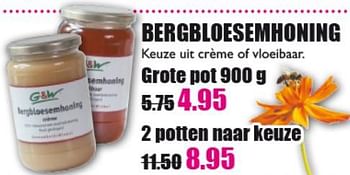 Aanbiedingen Bergbloesemhoning grote pot - Huismerk - Gezond &amp; Wel - Geldig van 26/06/2017 tot 02/07/2017 bij Gezond & Wel