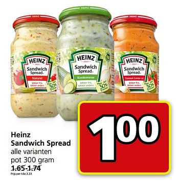 Aanbiedingen Heinz sandwich spread - Heinz - Geldig van 26/06/2017 tot 02/07/2017 bij Jan Linders