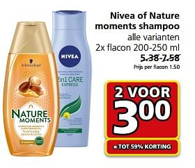 Aanbiedingen Nivea of nature moments shampoo - Nivea - Geldig van 26/06/2017 tot 02/07/2017 bij Jan Linders