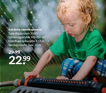 Aanbiedingen Gardena zwenksproeier aquazoom 250-1 - Gardena - Geldig van 26/06/2017 tot 09/07/2017 bij Boerenbond
