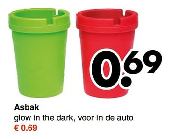 Aanbiedingen Asbak glow in the dark, voor in de auto - Huismerk - Wibra - Geldig van 26/06/2017 tot 16/07/2017 bij Wibra