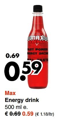 Aanbiedingen Max energy drink - Huismerk - Wibra - Geldig van 26/06/2017 tot 16/07/2017 bij Wibra