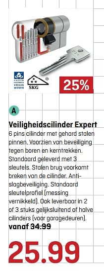 Aanbiedingen Veiligheidscilinder expert - Huismerk - Hubo  - Geldig van 26/06/2017 tot 09/07/2017 bij Hubo