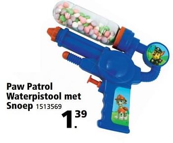 Aanbiedingen Paw patrol waterpistool met snoep - PAW  PATROL - Geldig van 26/06/2017 tot 30/07/2017 bij Intertoys