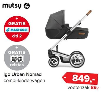 Aanbiedingen Igo urban nomad combi-kinderwagen - Mutsy - Geldig van 26/06/2017 tot 09/07/2017 bij Baby-Dump