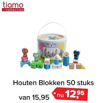 Aanbiedingen Houten blokken 50 stuks - Tiamo - Geldig van 26/06/2017 tot 09/07/2017 bij Baby-Dump