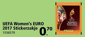 Aanbiedingen Uefa women`s euro 2017 stickerzakje - Huismerk - Intertoys - Geldig van 26/06/2017 tot 30/07/2017 bij Intertoys