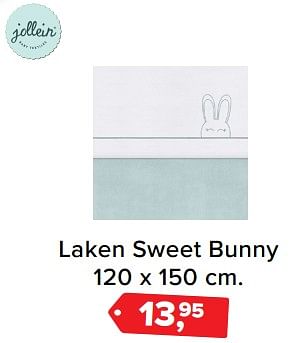 Aanbiedingen Laken sweet bunny - Jollein - Geldig van 26/06/2017 tot 09/07/2017 bij Baby-Dump