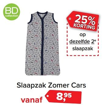 Aanbiedingen Slaapzak zomer cars - BD Collection - Geldig van 26/06/2017 tot 09/07/2017 bij Baby-Dump