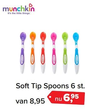 Aanbiedingen Soft tip spoons 6 st. - Munchkin - Geldig van 26/06/2017 tot 09/07/2017 bij Baby-Dump