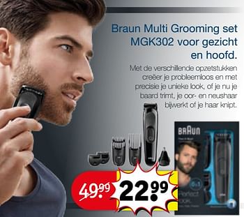 Aanbiedingen Braun multi grooming set mgk302 voor gezicht en hoofd - Braun - Geldig van 27/06/2017 tot 09/07/2017 bij Kruidvat