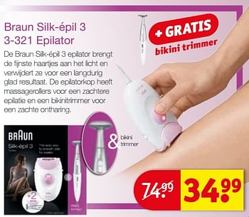 Aanbiedingen Braun silk-épil 3 3-321 epilator - Braun - Geldig van 27/06/2017 tot 09/07/2017 bij Kruidvat