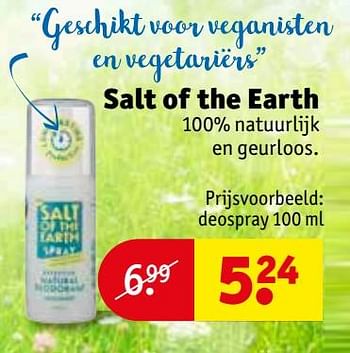 Aanbiedingen Salt of the earth deospray - Salt of the Earth - Geldig van 27/06/2017 tot 09/07/2017 bij Kruidvat