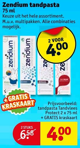 Aanbiedingen Tandpasta tandvlees protect + gratis kraskaart - Zendium - Geldig van 27/06/2017 tot 09/07/2017 bij Kruidvat