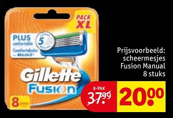 Aanbiedingen Scheermesjes fusion manual - Gillette - Geldig van 27/06/2017 tot 09/07/2017 bij Kruidvat