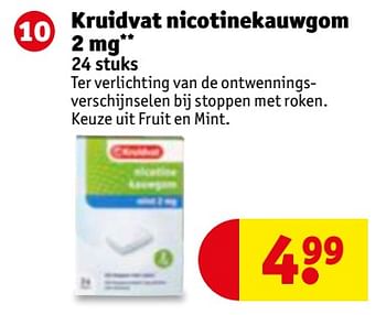 Aanbiedingen Kruidvat nicotinekauwgom 2 mg - Huismerk - Kruidvat - Geldig van 27/06/2017 tot 09/07/2017 bij Kruidvat