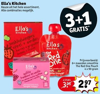 Aanbiedingen 6+ maanden smoothie the red one pouch - Ella's Kitchen - Geldig van 27/06/2017 tot 09/07/2017 bij Kruidvat