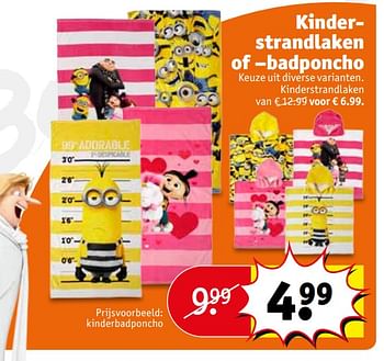 Aanbiedingen Kinderbadponcho - Minions - Geldig van 27/06/2017 tot 09/07/2017 bij Kruidvat