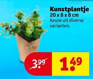 Aanbiedingen Kunstplantje - Huismerk - Kruidvat - Geldig van 27/06/2017 tot 09/07/2017 bij Kruidvat