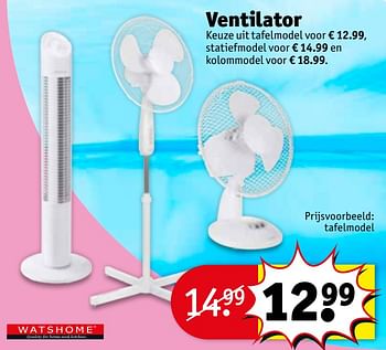 Aanbiedingen Ventilator tafel model - Watshome - Geldig van 27/06/2017 tot 09/07/2017 bij Kruidvat