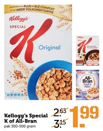 Aanbiedingen Kellogg`s special k of all-bran - Kellogg's - Geldig van 03/07/2017 tot 09/07/2017 bij Coop