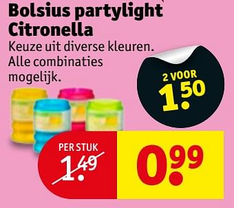 Aanbiedingen Bolsius partylight citronella - Bolsius - Geldig van 27/06/2017 tot 09/07/2017 bij Kruidvat
