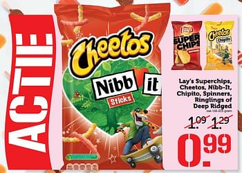 Aanbiedingen Lay`s superchips, cheetos, nibb-it, chipito, spinners, ringlings of deep ridged - Huismerk - Coop - Geldig van 03/07/2017 tot 09/07/2017 bij Coop