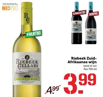 Aanbiedingen Riebeek zuidafrikaanse wijn - Witte wijnen - Geldig van 03/07/2017 tot 09/07/2017 bij Coop