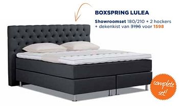 Aanbiedingen Boxspring lulea showroomset + 2 hockers + dekenkist - Huismerk - TotaalBed - Geldig van 03/07/2017 tot 24/07/2017 bij TotaalBed