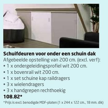 Aanbiedingen Schuifdeuren voor onder een schuin dak - Huismerk - Formido - Geldig van 26/06/2017 tot 09/07/2017 bij Formido