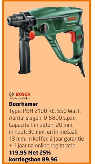 Aanbiedingen Bosch boorhamer pbh 2100 re - Bosch - Geldig van 26/06/2017 tot 09/07/2017 bij Formido