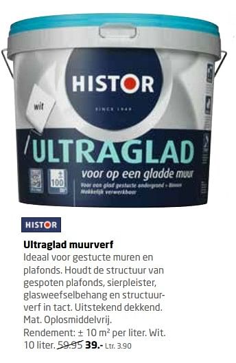 Aanbiedingen Ultraglad muurverf - Histor - Geldig van 26/06/2017 tot 09/07/2017 bij Formido