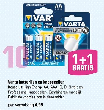 Aanbiedingen Varta batterijen en knoopcellen - Varta - Geldig van 03/07/2017 tot 27/08/2017 bij Primera