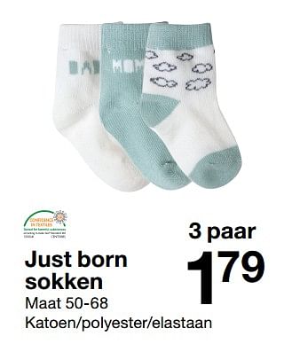 Aanbiedingen Just born sokken - Huismerk - Zeeman  - Geldig van 01/07/2017 tot 31/12/2017 bij Zeeman