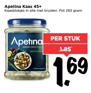 Aanbiedingen Apetina kaas 45+ - apetina - Geldig van 02/07/2017 tot 08/07/2017 bij Vomar