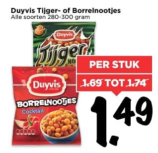 Aanbiedingen Duyvis tijger- of borrelnootjes - Duyvis - Geldig van 02/07/2017 tot 08/07/2017 bij Vomar