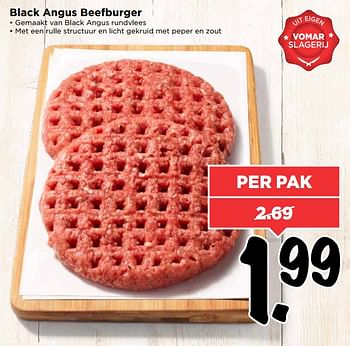 Aanbiedingen Black angus beefburger - Huismerk Vomar - Geldig van 02/07/2017 tot 08/07/2017 bij Vomar