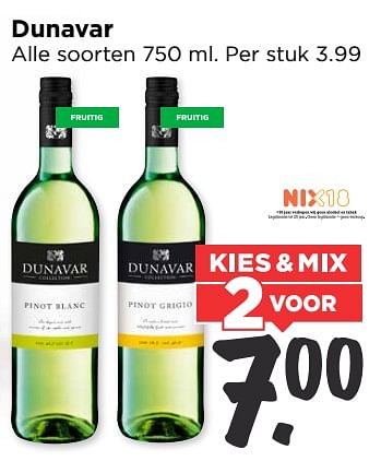 Aanbiedingen Dunavar - Witte wijnen - Geldig van 02/07/2017 tot 08/07/2017 bij Vomar