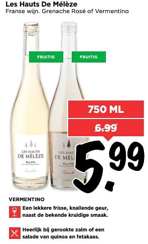 Aanbiedingen Les hauts de mélèze - Rosé wijnen - Geldig van 02/07/2017 tot 08/07/2017 bij Vomar