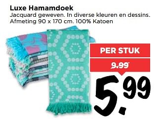 Aanbiedingen Luxe hamamdoek - Huismerk Vomar - Geldig van 02/07/2017 tot 08/07/2017 bij Vomar