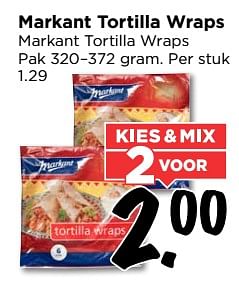 Aanbiedingen Markant tortilla wraps - Markant - Geldig van 02/07/2017 tot 08/07/2017 bij Vomar